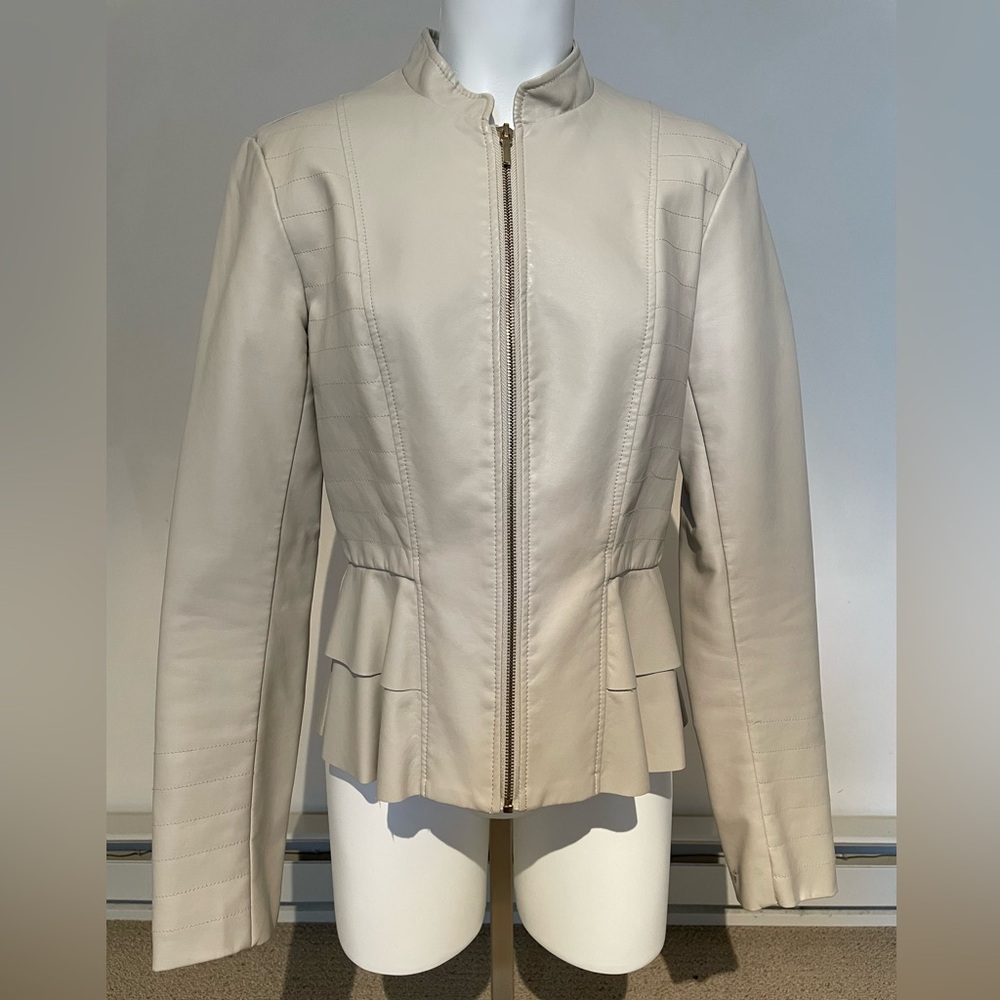 New York & Company Cream Leather Jacket